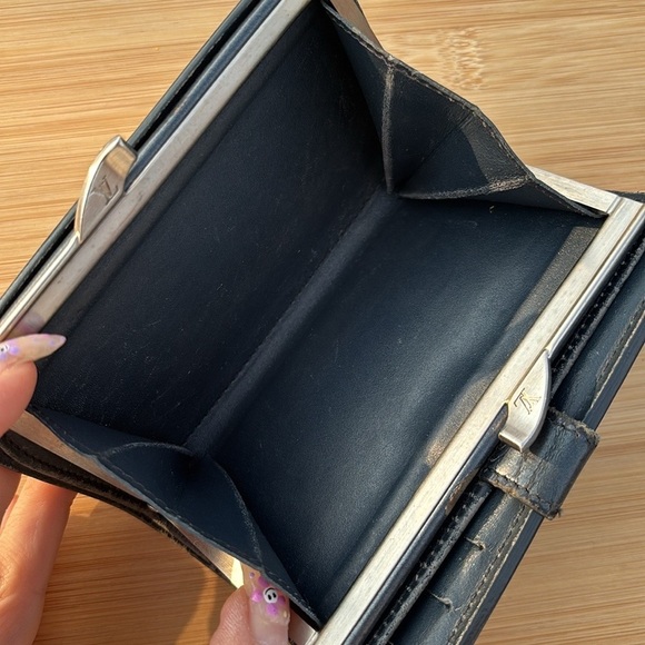 Louis Vuitton Vernis Porte Monnaie Viennois Bifold Kiss Lock Vintage Wallet Blue - Picture 14 of 16